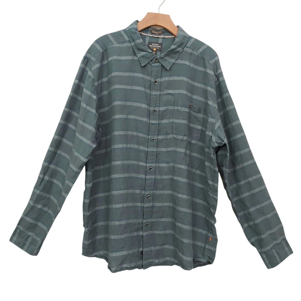 Quiksilver Waterman Collection Shirt Mens XXL Tailored Fit Linen Long Sleeve